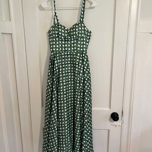 NWT Ina Green and White Patterned Maxi Dress
